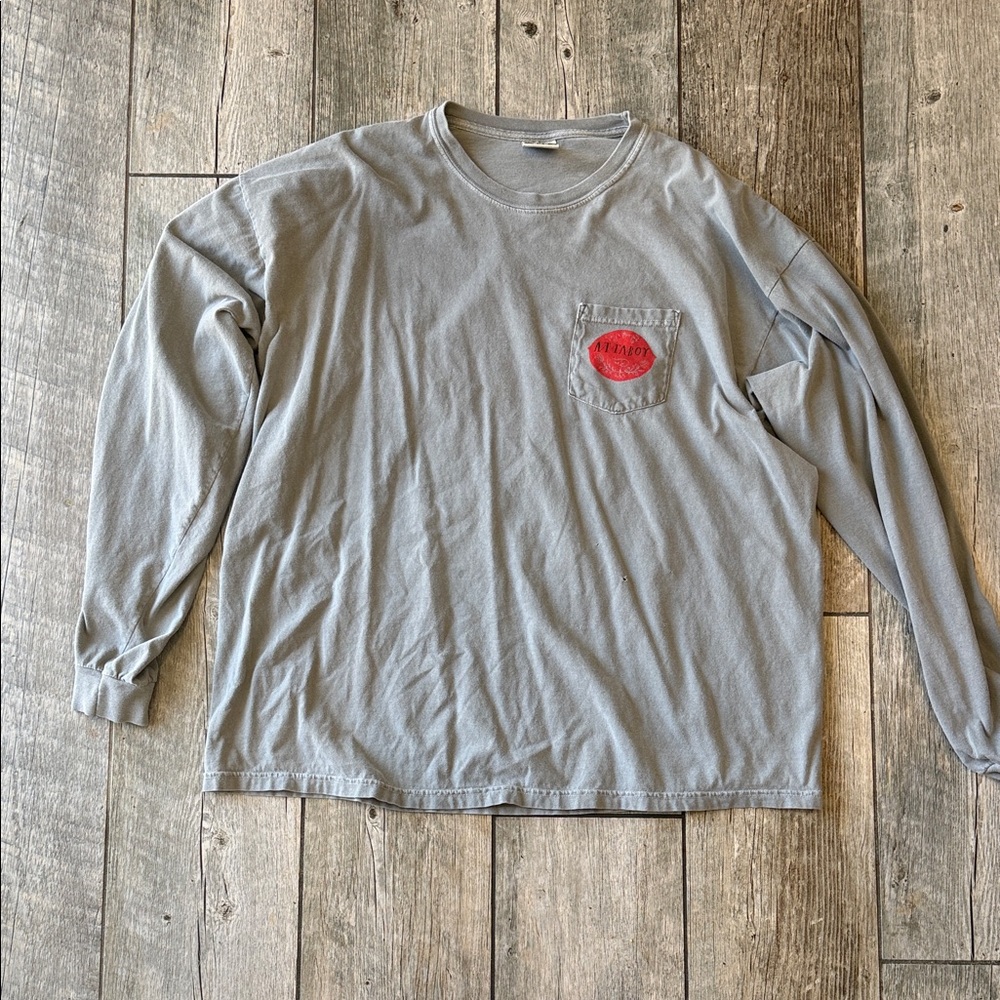 Attaboy Nashville Long Sleeve Pocket Tee in Gray with Red Pocket Logo
